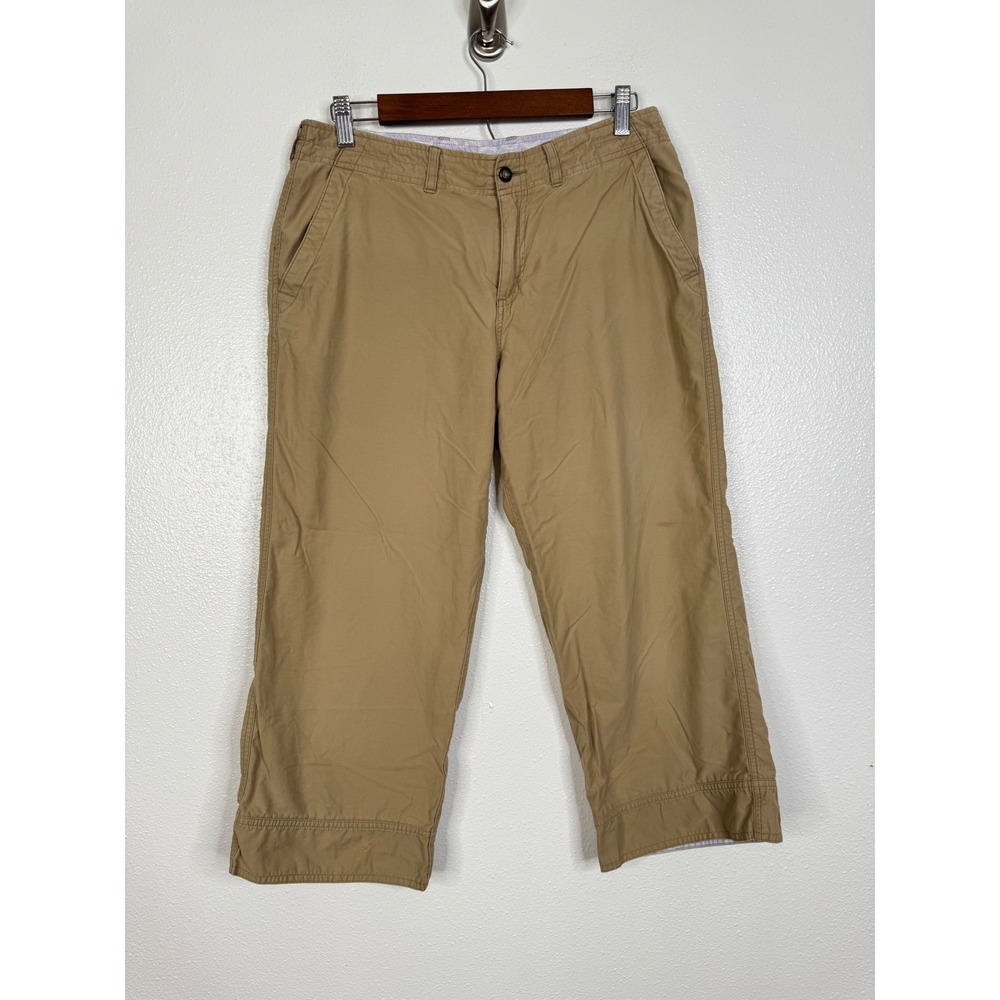 Horny Toad Womens Khaki Cropped Utility Pants Tan Capri Cotton Nylon Size 6